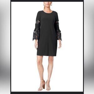 Alfani Black a-line Dress With Lace Sleeves Size 14